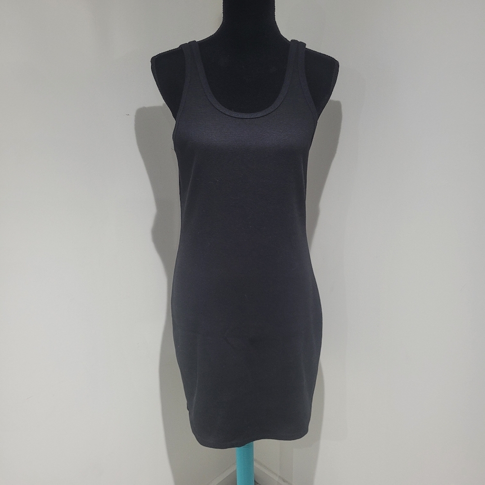 Vans Women's Sleeveless Ribbed Tank Mini Dress Size Large Black Skater Casual